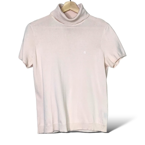 Lauren RALPH LAUREN Silk Blend Short Sleeve Turtleneck Pullover Sweater US Sz L - Picture 1 of 6